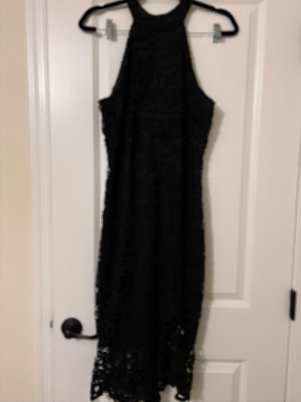 Black Lace Halter Midi Dress